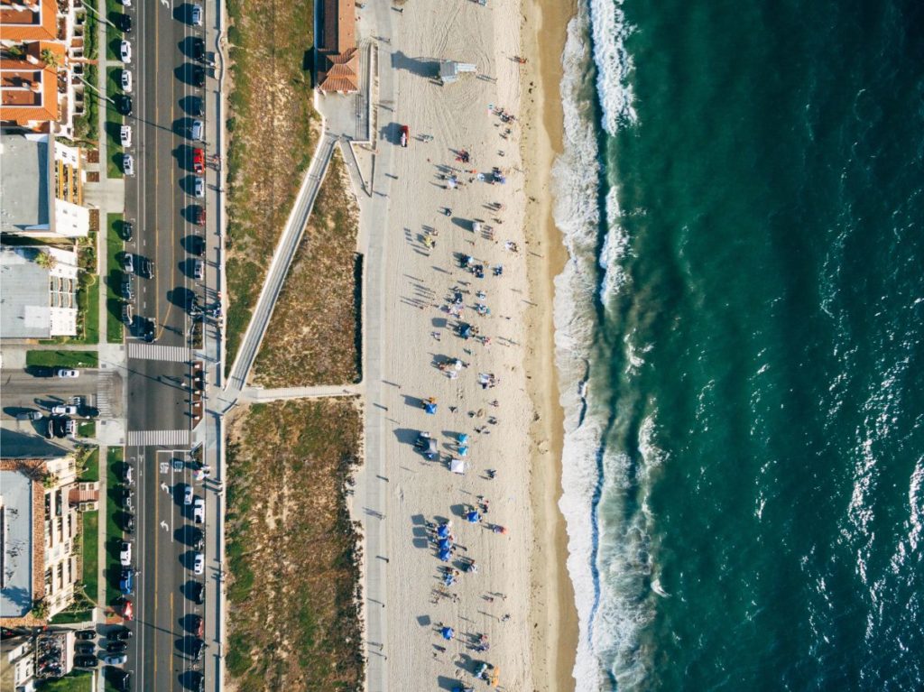 aerial photo of popular beach in Hollywood Riviera - shot by kyle coats